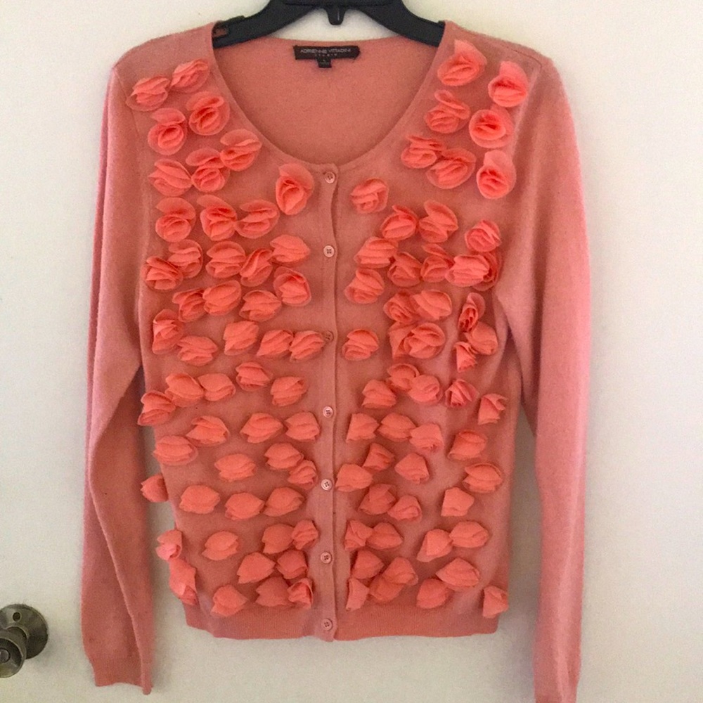 Adrienne Vittadini pink rose petal LS cardigan. L